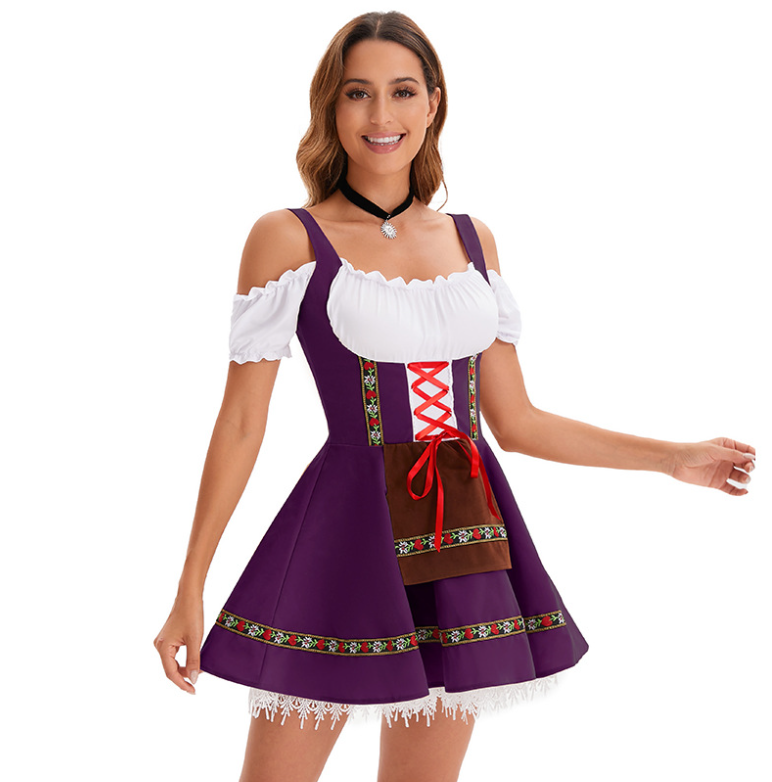 Traditional Bavarian Dirndl Dress Off-Shoulder Festival Costume